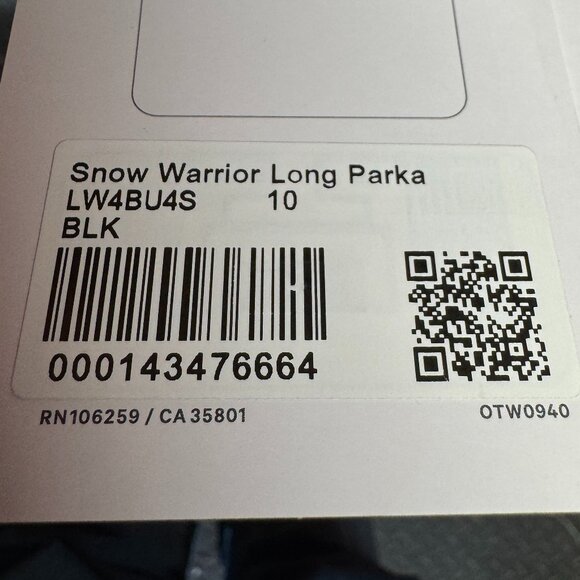 BNWT Lululemon Snow Warrior Long Parka, Black, Size 10 - Picture 6 of 6